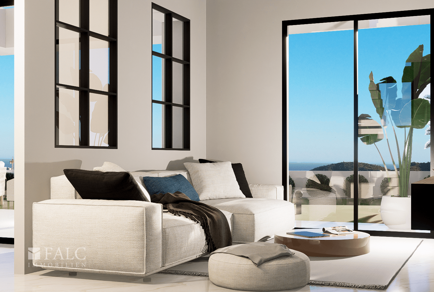 Wohnzimmer mit Meerblick